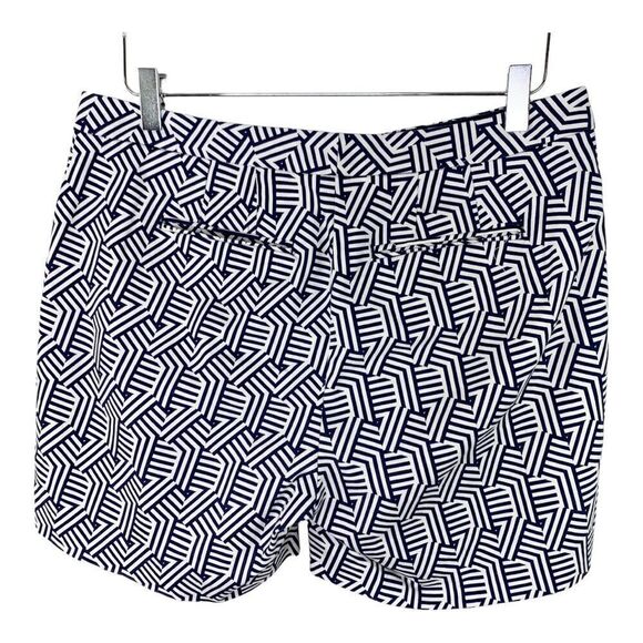 Boden Navy White Geometric Stripe Richmond Shorts Sz 8 - Picture 2 of 12